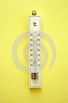 White wooden termometer