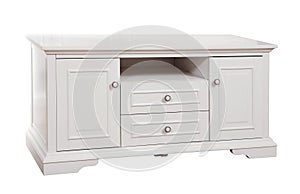 White wooden (TV) stand, with clipping path