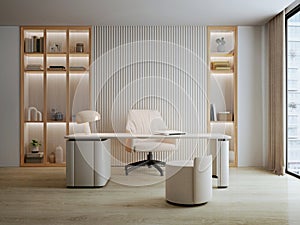 White working room in modern style .3d rendering