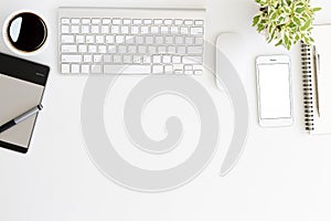 White workspace desk on top