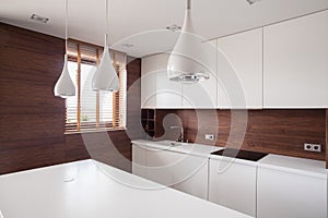 White worktop in bright kitchen