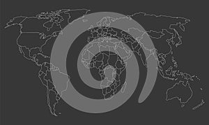 White World map outline - vector illustration of earth map on dark background