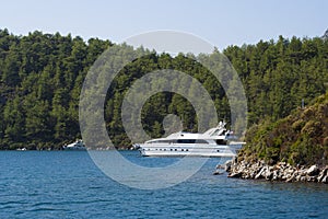 White yacht in Aegean Sea