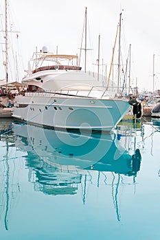 White yacht in a moorage