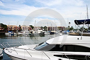 White yacht moored at the pier