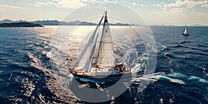 White yacht sailing on open seas