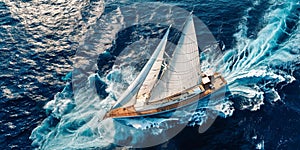 White yacht sailing on open seas