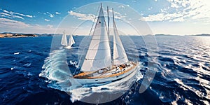 White yacht sailing on open seas