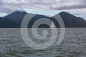 A white yacht on the sea around Cairns, Queensland, Australia