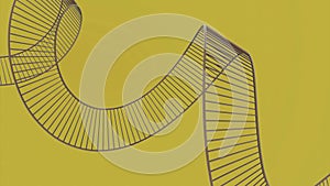 White and yellow background. Design. Small twisted stairs made in 3d format that move.