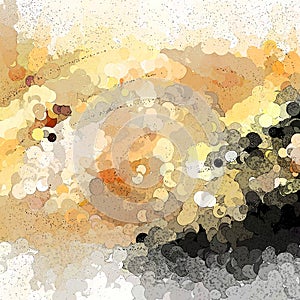 White, yellow and black chaotic circles, big and small. abstract background. Random Scattered Dots, Dotted Pattern Background