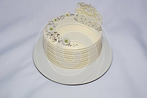 White and yellow cake on tray