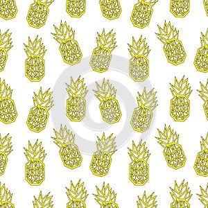 White and yellow geometric pineapple textile print seamless pattern