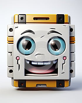 a white and yellow robot with big eyes and a smile. generative ai