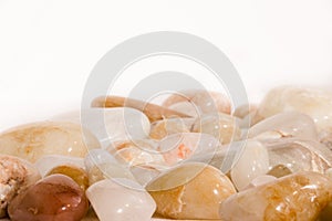 White and Yellow Smooth Quartz River Rocks Variety Polished Tumbled