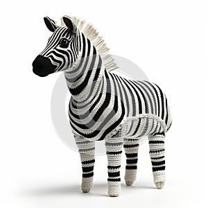 The White Zebra: A Hyperrealistic Knitted Knit Horse With Ndebele Art Influence