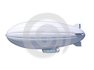 White Zeppelin airship with copy space, 3d rendering