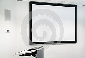 Whiteboard in an classroom at the university, lectern