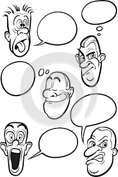 Whiteboard drawing - different emotion faces with speech balloon