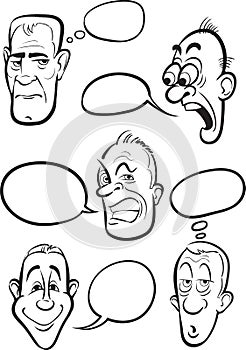 Whiteboard drawing - emotion faces with speech balloons vector s