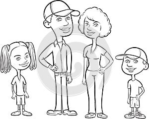 Whiteboard drawing - happy african-american family