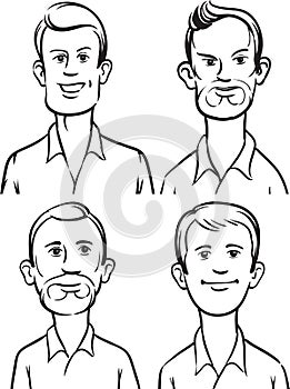 Whiteboard drawing - men cartoon portraits