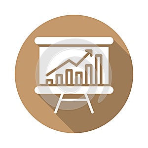 Whiteboard with growing chart flat icon
