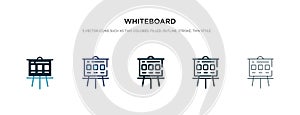 Whiteboard icon in different style vector illustration. two colored and black whiteboard vector icons designed in filled, outline