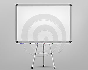 Whiteboard for markers. Presentation, Empty Projection screen. Office board background frame