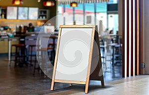 Whiteboard signage stand in front of restaurant