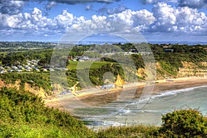 Whitecliff Bay Isle of Wight near Bembridge east of the island in vivid and bright HDR