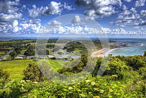 Whitecliff Bay Isle of Wight near Bembridge east of the island in vivid and bright HDR