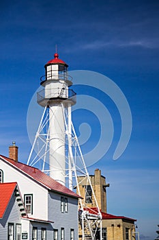 Whitefish Point Lighthouse On Lake Superior Coast In Vertical Orientation photo