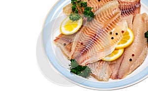 Whitefish Tilapia Fish Raw Fillet Isolated
