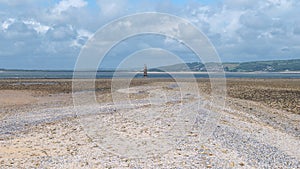 Whiteford beach and lighthouse, The Gower, Wales, UK