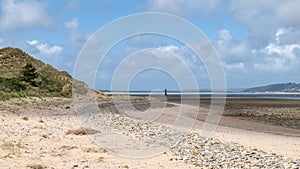 Whiteford beach and lighthouse, The Gower, Wales, UK