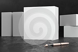 WhiteGift Box packaging Mockup on black background. Luxury packaging boxes for premium products. Elegant whitebox. 3d