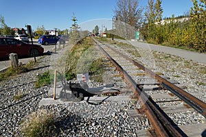 Waterfront trolley rail track in Whitehorse