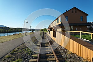 Waterfront trolley rail track in Whitehorse