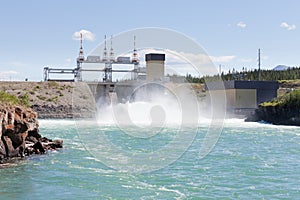 Whitehorse hydro power dam spillway Yukon Canada photo