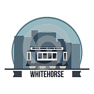 Whitehorse waterfront trolley. Vector illustration decorative design