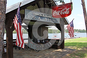 Whitehouse, TX - June 22, 2023: Bait Shop and Pavilion at the Boulders on Lake Tyler in Whitehouse TX