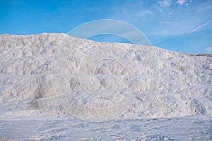 Whiteness of Pamukkale travertine favorite places with tourists