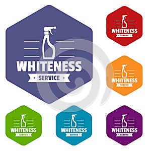 Whiteness service icons vector hexahedron