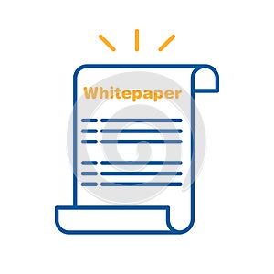 Whitepaper icon. Vector thin line illustration design. Ico investment, startup business company launch strategy.