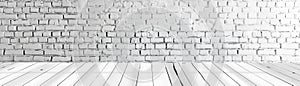 Whitewashed brick wall texture background. Old vintage brickwork