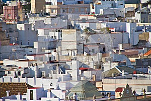 Whitewashed Buildings Compressed Together