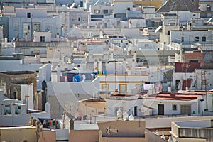 Whitewashed Buildings Compressed Together