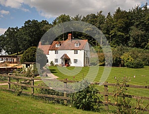 Whitewashed English Rural Farmhouse photo