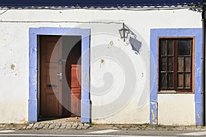 Whitewashed facades in Tavira in Portugal